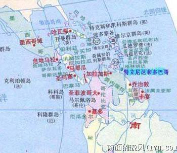 特立尼达和多巴哥位置示意图,特立尼达和多巴哥地图高清中文版