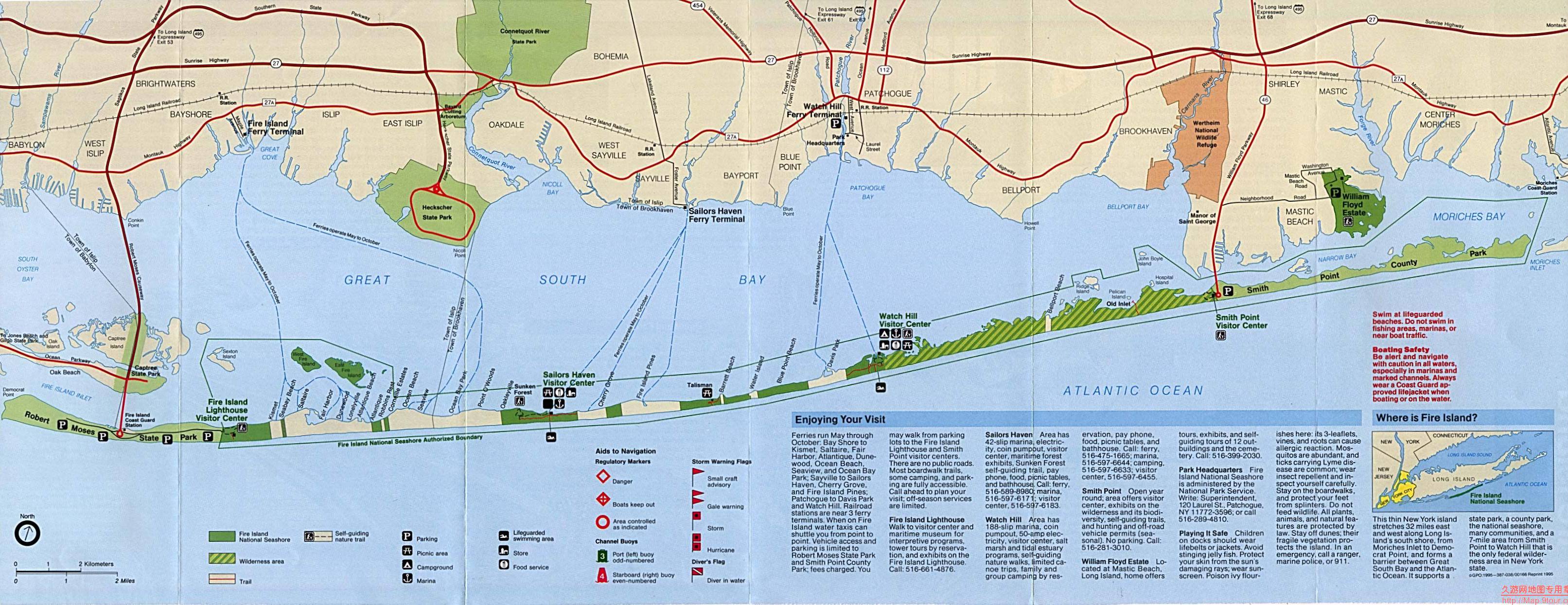 美国New York州Fire岛地图,美国地图高清中文版