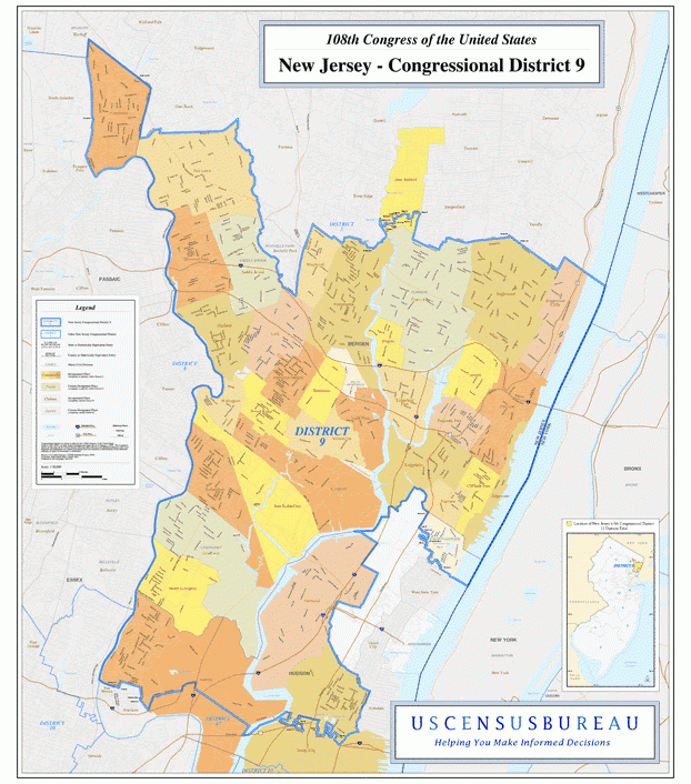 新泽西州(New Jersey)行政区划图