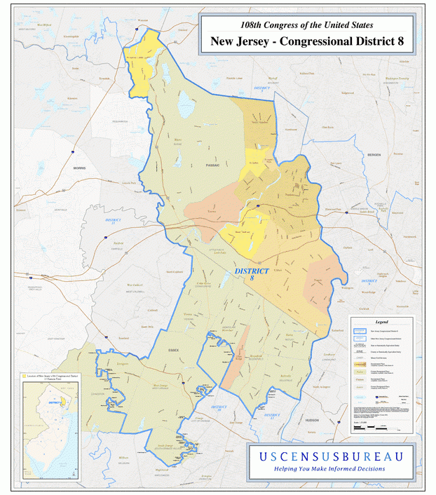 新泽西州(New Jersey)行政区划图